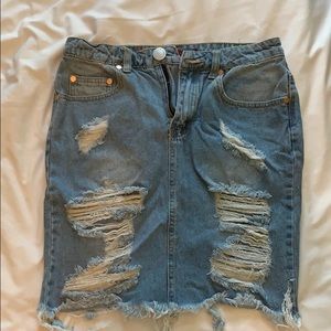 Distressed Jean skirt